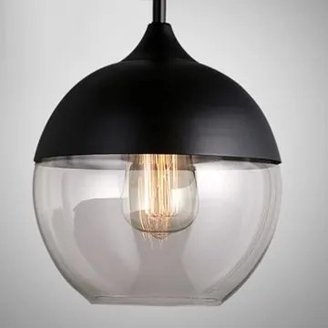 Hangende glazen plafondlamp Zenit A Zwart
