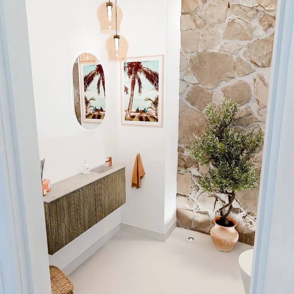Mondiaz Joya DLux 100cm toiletmeubel dusk met wastafel faye rechts 1 kraangat opalo