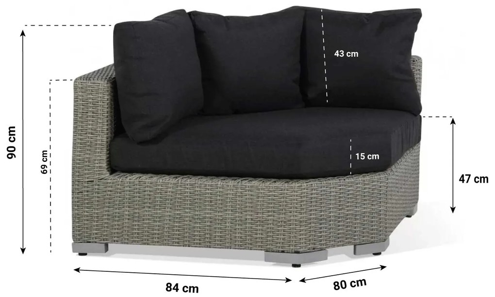 Garden Collections Toronto Hoek Module XL Wicker Grijs