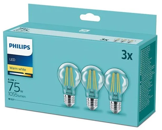 Philips - SET van 3 LED Lampen E27 / 8,5W / 230V 2700K