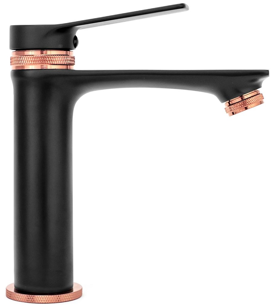 Wastafelkraan Rea Viral Black Rose Gold Low