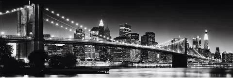 Places of Style artprint »New York - Brooklyn Bridge black & «, 90x30 cm
