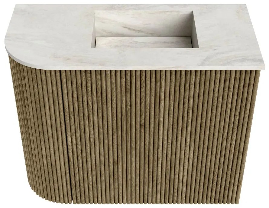 Mondiaz Joya DLux 50cm toiletmeubel ronding links dusk met wastafel faye rechts 1 kraangat ostra