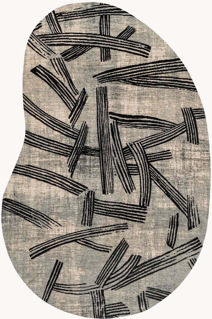 Wasbaar jacquard in- & outdoor vloerkleed Kanji in organische vorm