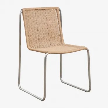 Pack De 2 Sillas De Comedor En Acero Inoxidable Y Ratán Sintético Omaha Bruin – Rotan - Sklum