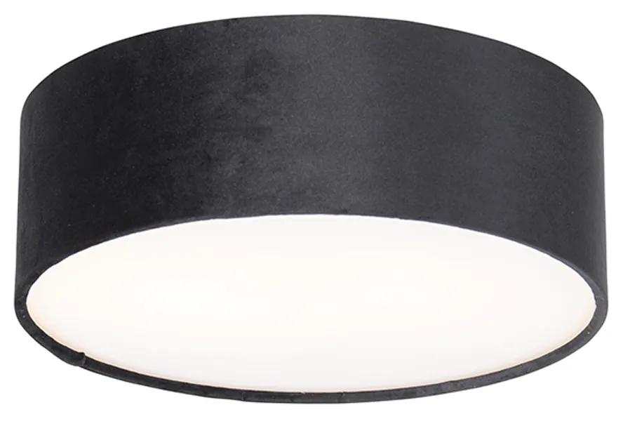 Stoffen Moderne plafondlamp zwart 30 cm met gouden binnenkant - Drum Modern E27 cilinder / rond Binnenverlichting Lamp