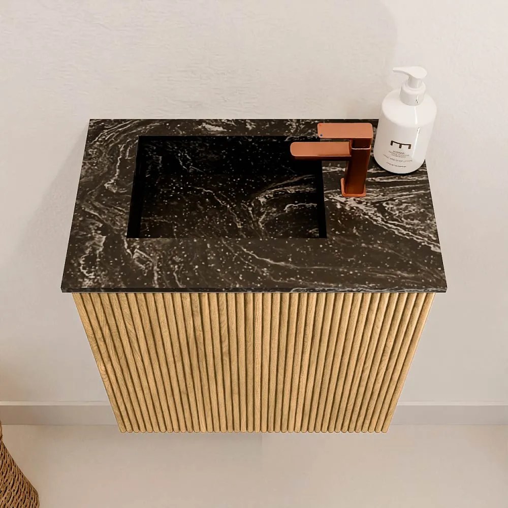 Mondiaz Joya DLux 40cm toiletmeubel oak met wastafel faye links 1 kraangat lava