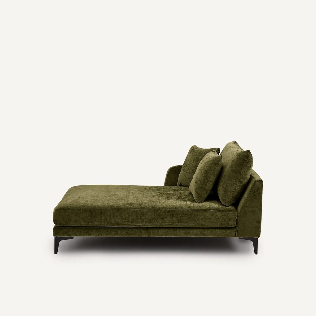 Longchair van fluweelmix, MODERNISTE, ontwerp Emmanuel Gallina
