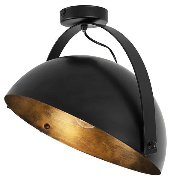 Industriële plafondlamp zwart met goud kantelbaar - Magna Modern E27 rond Binnenverlichting Lamp