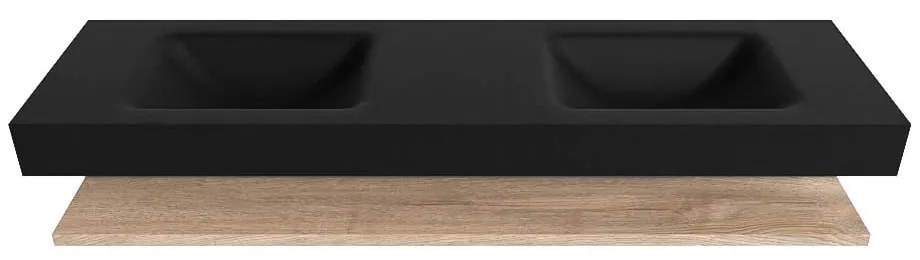 Zaro Alan badmeubel 170cm met planchet washed oak en vrijhangende wastafel cloud dubbel 2 kraangaten urban