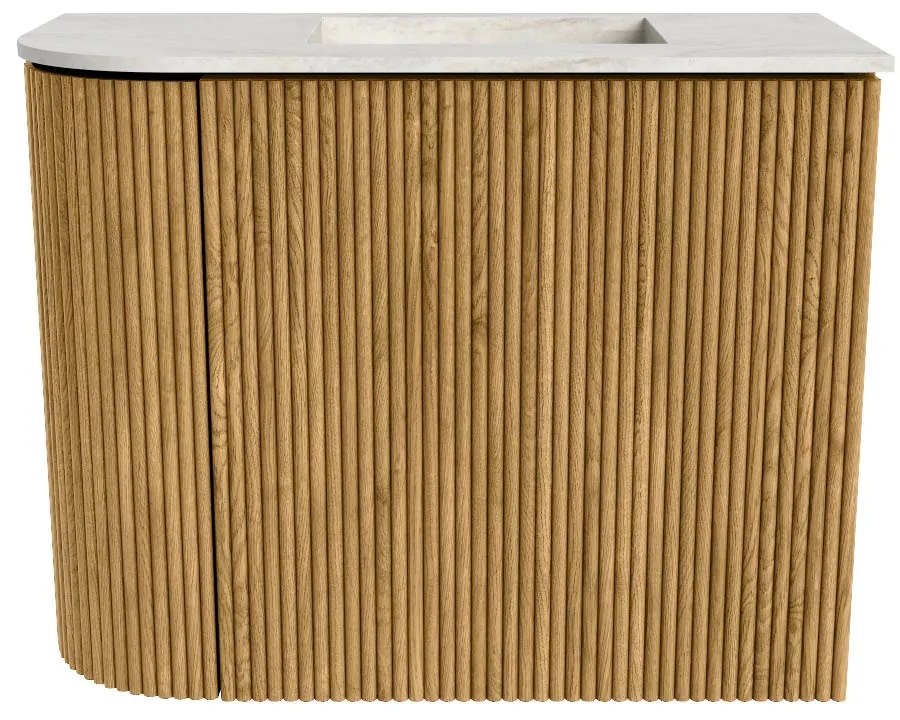 Mondiaz Joya DLux 50cm toiletmeubel ronding links oak met wastafel faye rechts zonder kraangat ostra