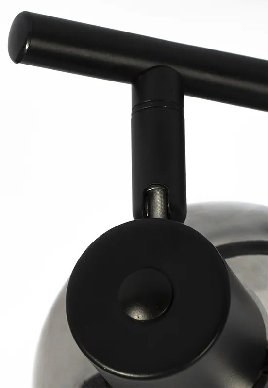 Art Deco plafondlamp zwart met smoke glas 2-lichts - Vidro