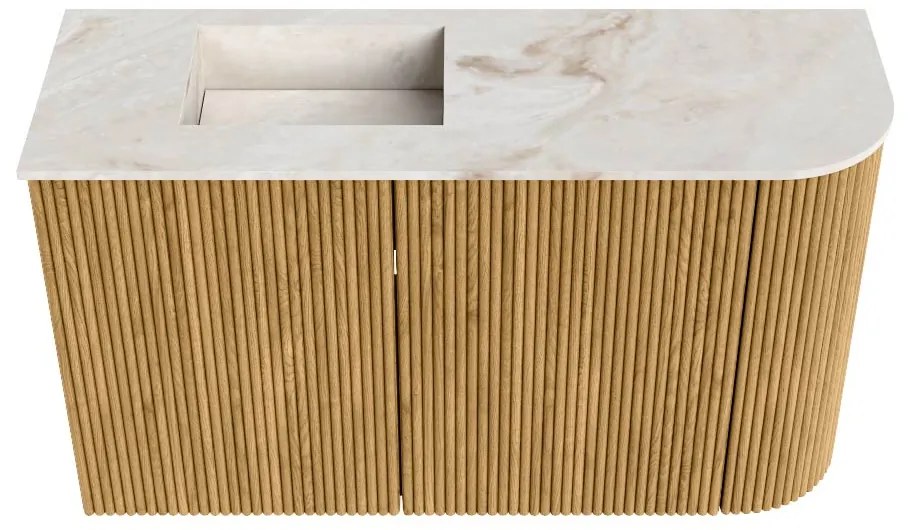 Mondiaz Joya DLux 70cm toiletmeubel ronding rechts oak met wastafel faye links 1 kraangat frappe