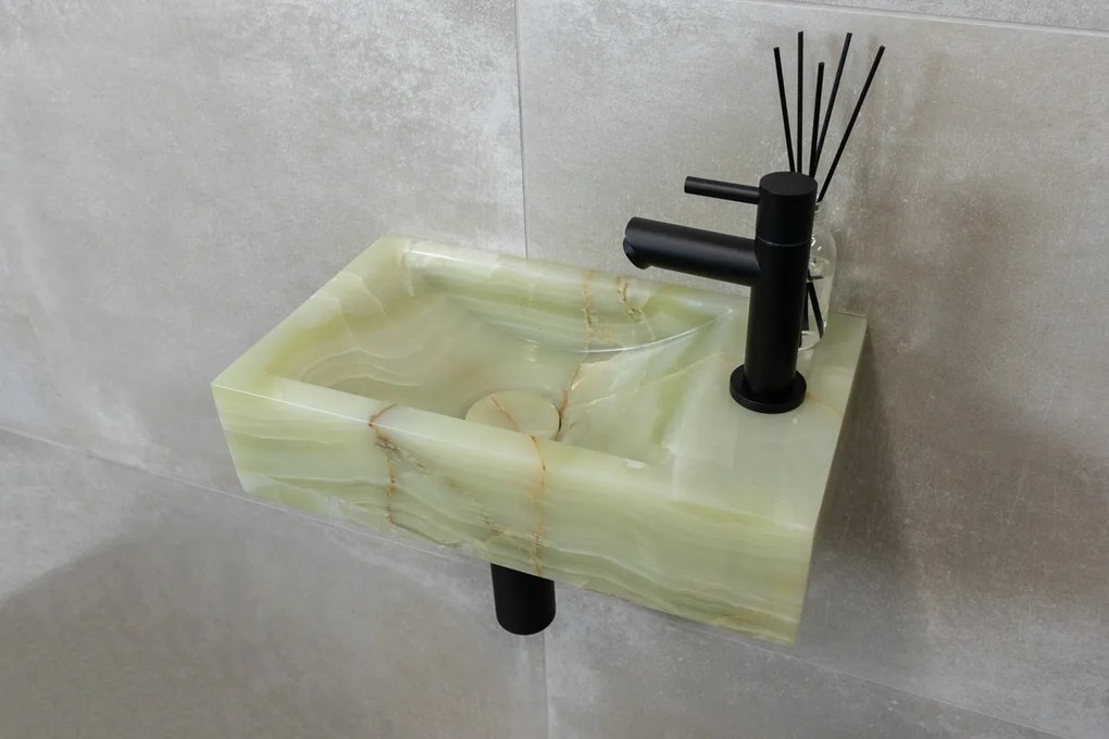 Saniclear Green Onyx fonteinset met rechte kraan in mat zwart