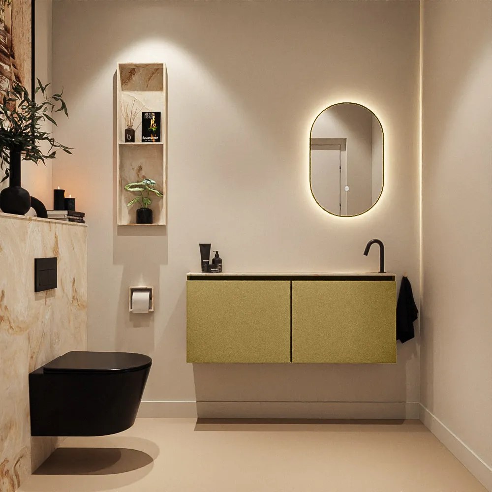 Mondiaz Ture DLux toiletmeubel 120cm oro met wastafel frappe rechts met kraangat