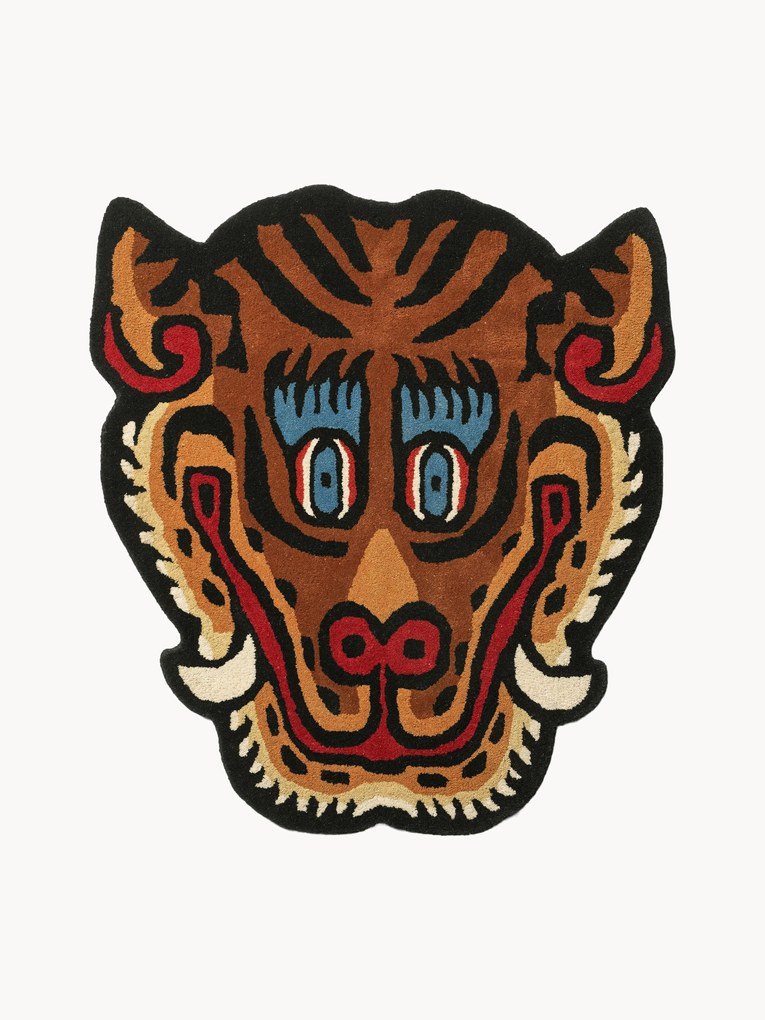 Handgetuft wollen vloerkleed Tiger Face