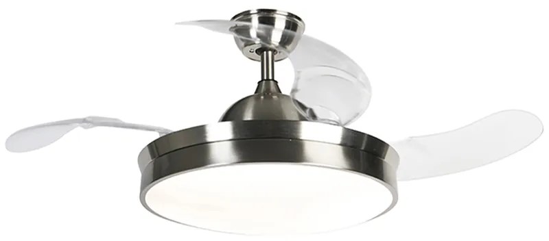 Plafondventilator met lamp staal incl. LED en afstandsbediening - Xiro Modern rond Binnenverlichting Lamp