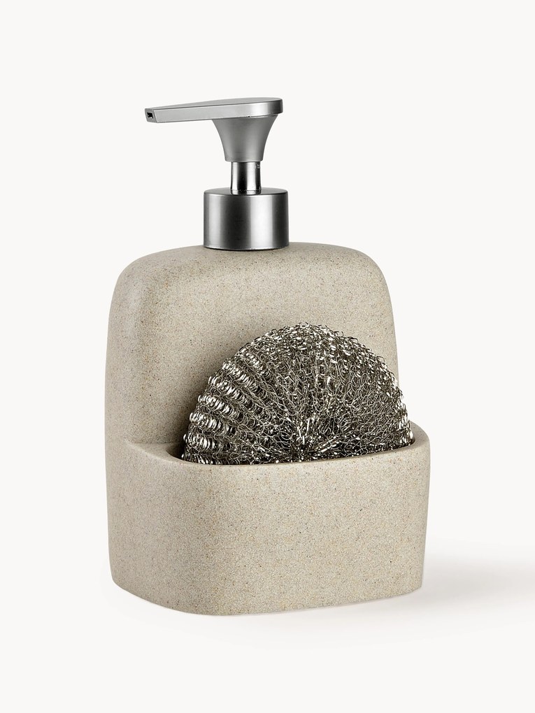 Zeepdispenserset Sand met spons, 2-delig