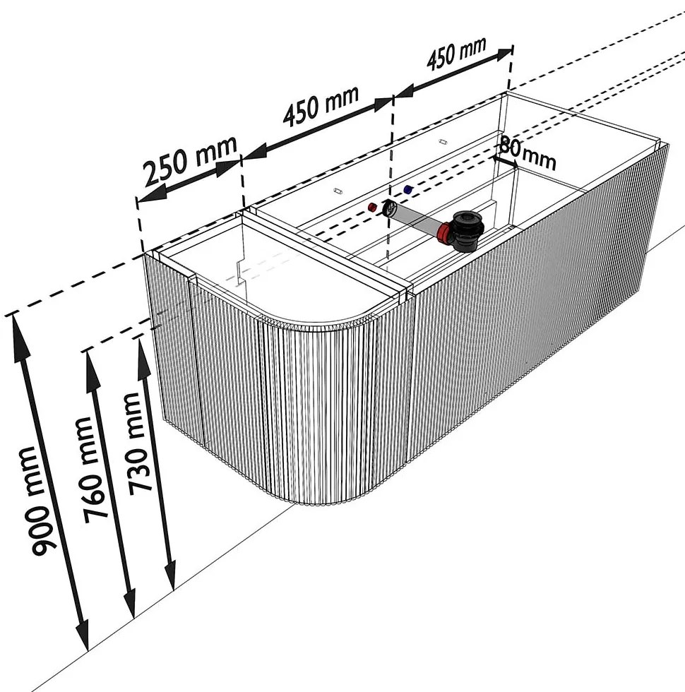 Mondiaz Kurve-dlux 115cm badmeubel ronding links oak met 1 lade en deur en wastafel big small kraangat rechts lava