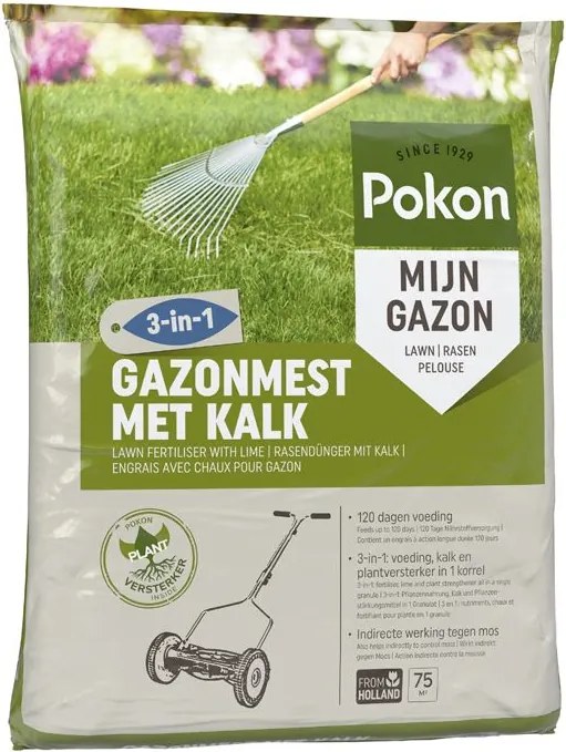 Pokon gazonmest met kalk - 5kg tot 75m²