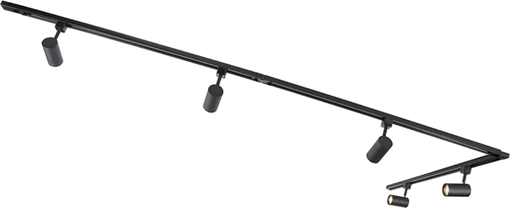 Smart 1-fase railsysteem zwart met 5 spots incl. GU10 - Iconic Jeana