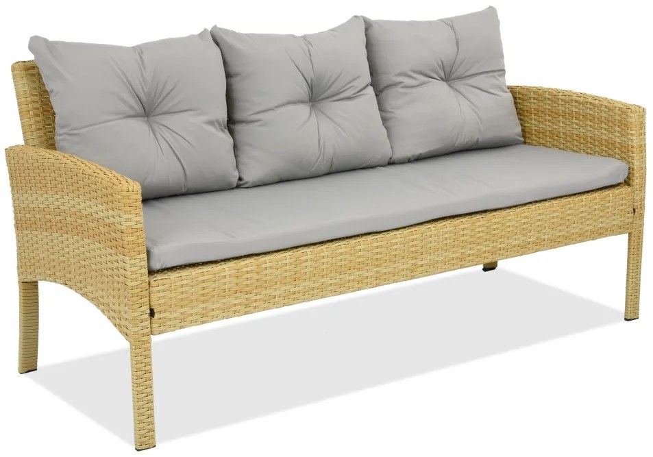 Driezitsbank van kunststof rotan Bari Garden Point beige