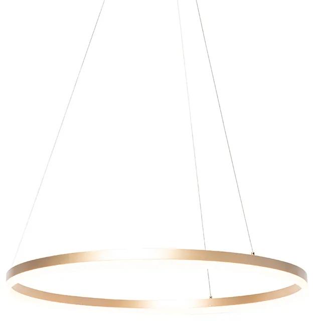 QAZQA Design ring hanglamp goud 80 cm incl. LED en dimmer - Anello Design rond Binnenverlichting Lamp
