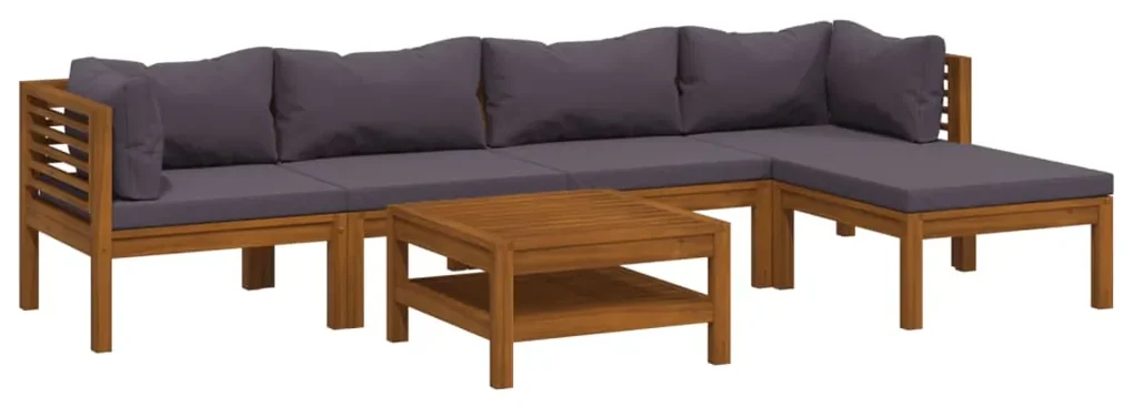 vidaXL 7-delige Loungeset met kussens massief acaciahout