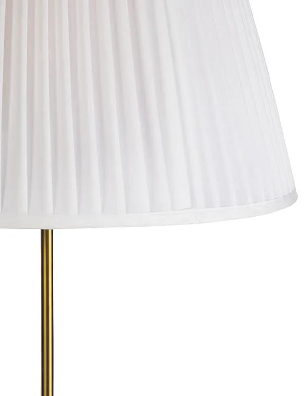 Vloerlamp brons met plisse kap crème 45 cm verstelbaar - Parte Landelijk / Rustiek E27 cilinder / rond rond Binnenverlichting Lamp