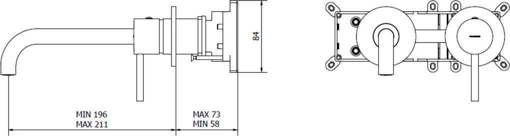 Plieger Roma inbouw wastafelkraan coldstart zwart chroom geborsteld