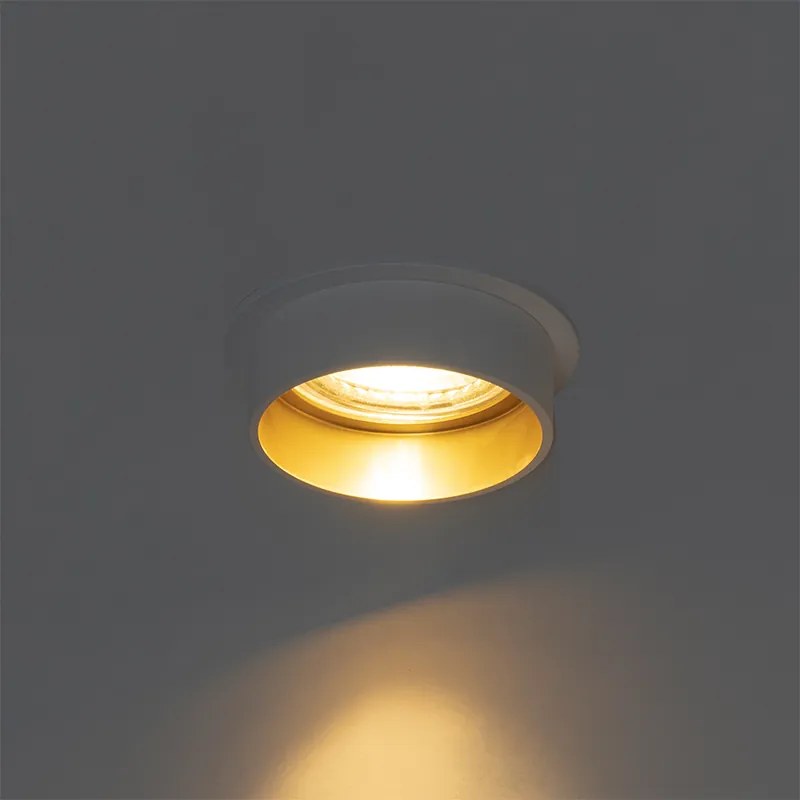Set van 6 Moderne inbouwspot wit met gouden binnenkant - Insta