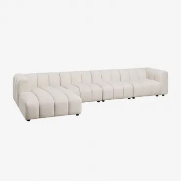 4-delige Linker Modulaire Chaise Longue Bank In Bouclé Stof Eliot Bouclé Crèmebeige - Sklum