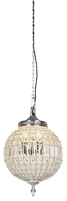 Art Deco hanglamp kristal met zilver 35 cm - Kasbah Klassiek / Antiek, Art Deco E27 bol / globe / rond Binnenverlichting Lamp