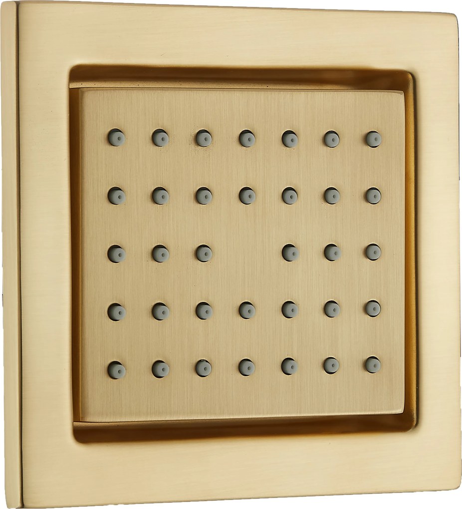 Saniclear Brass Stripes inbouw regendouche 20cm met vierkante massagejets en muurarm geborsteld messing - mat goud