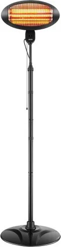 VEVOR Infraroodkachel 2000W 2-in-1 infraroodkachel met trekschakelaar, infraroodkachel voor tuin, terras en balkon, 3 warmtestanden, koudgewalst staal, met kwartsverwarmingselementen, wand- en vrijstaand model
