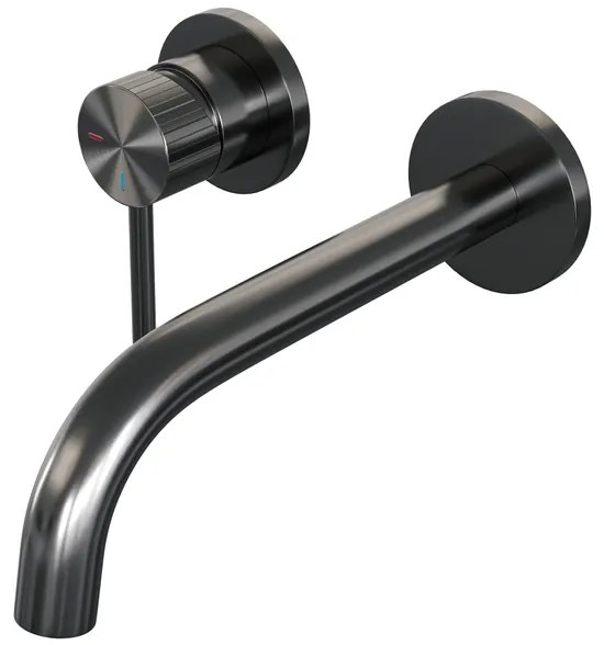 BRAUER Stripe Inbouw Wastafelmengkraan - gebogen uitloop en rozetten model A2 - gunmetal geborsteld PVD 5-GM-332