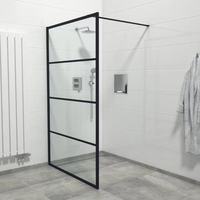 Marenza Bellini Inloopdouche - 120x200cm - helder glas - frame lines buitenzijde - anti kalk - mat zwart Lines -120