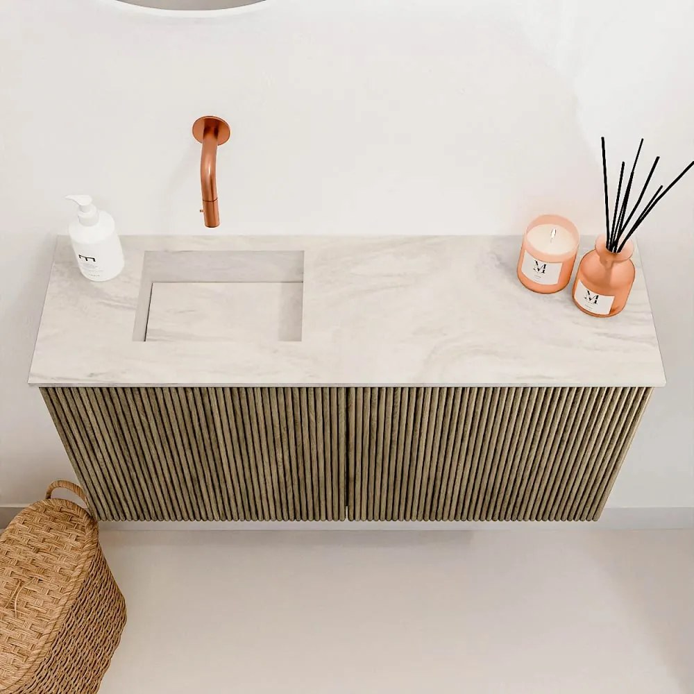 Mondiaz Joya DLux 80cm toiletmeubel dusk met wastafel faye links zonder kraangat ostra