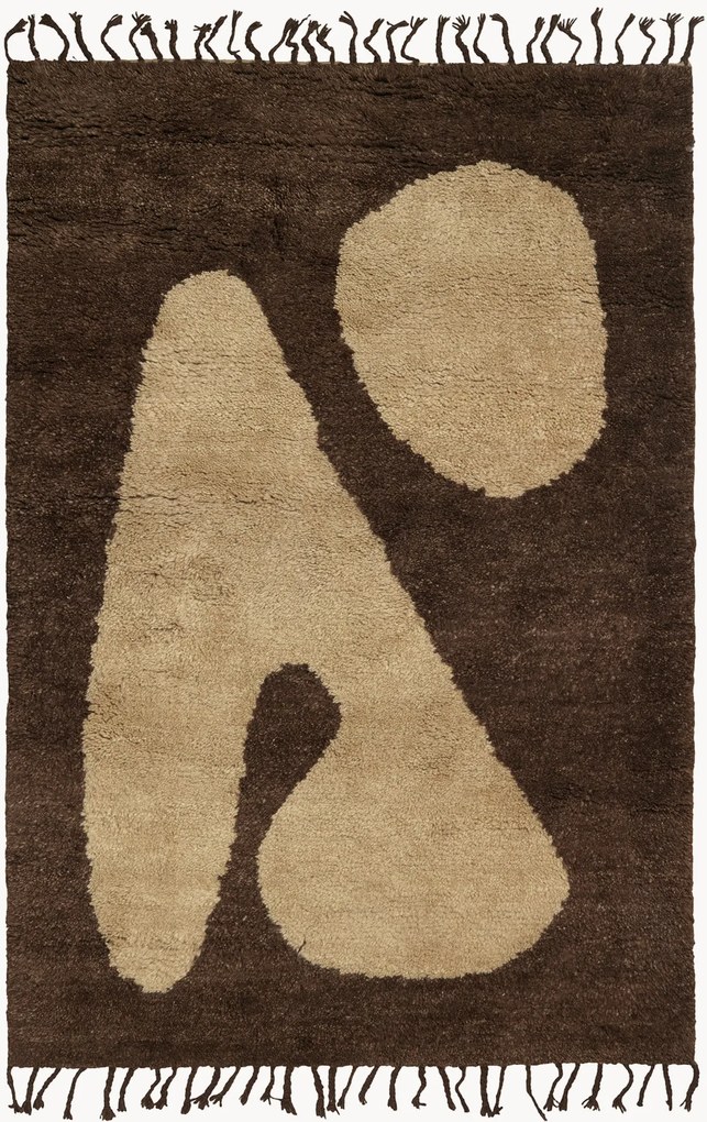 Handgeknoopt hoogpolig wollen vloerkleed Abstract