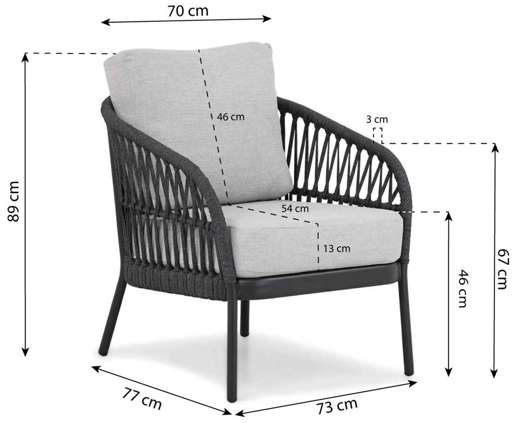 Tuinstoel Aluminium/Rope Grijs-antraciet Coco Puerto