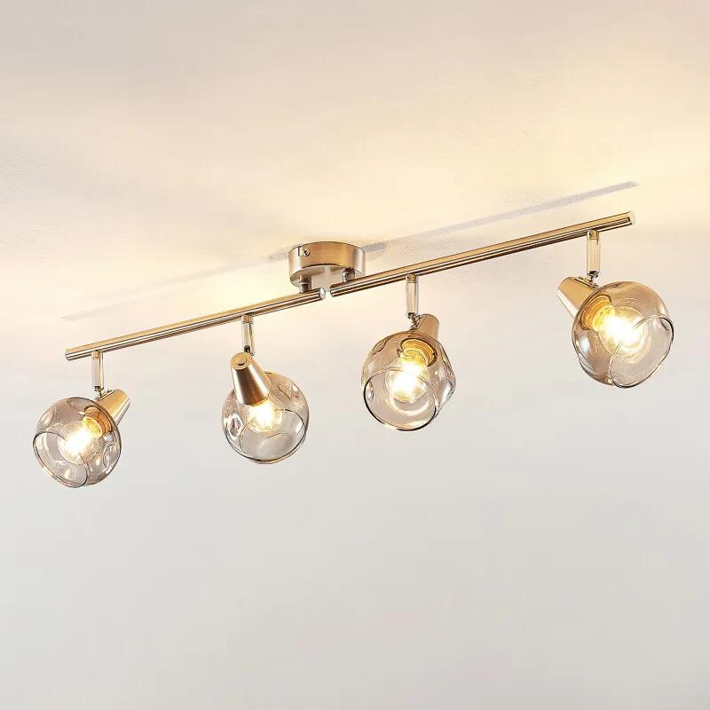 Almina plafondlamp, rookglas, 4-lamps - lampen-24