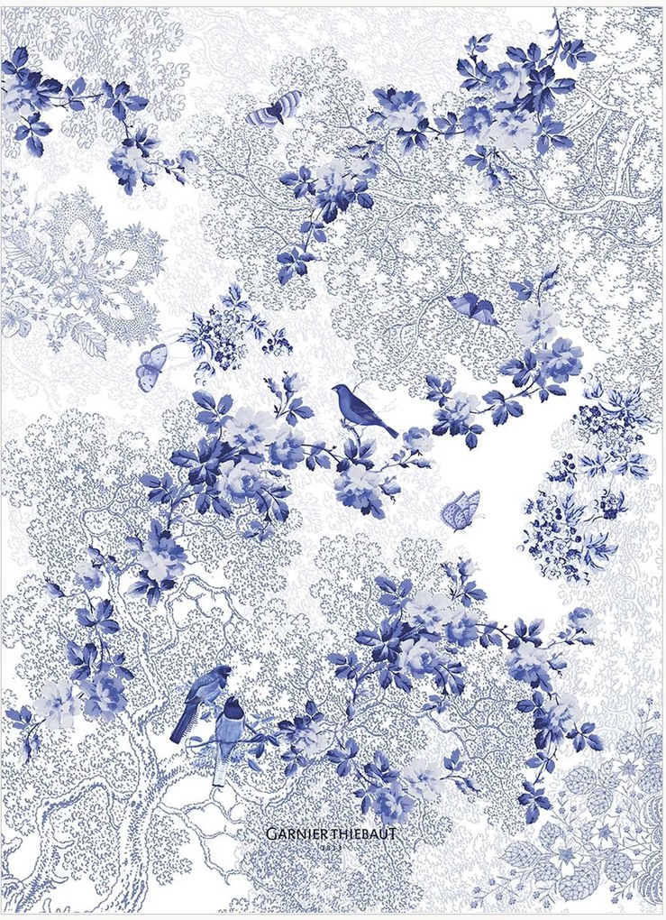 Gewassen linnen keukendoeken volière, 4-delig