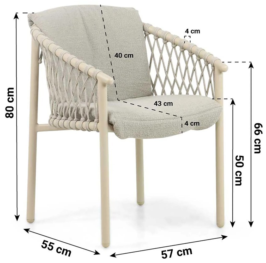Tuinset 6 personen Aluminium/rope Taupe 4 Seasons Outdoor Allora/Boston