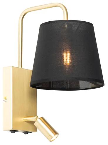 LED Moderne wandlamp zwart en messing met leeslamp - Renier Modern E14 rond Binnenverlichting Lamp