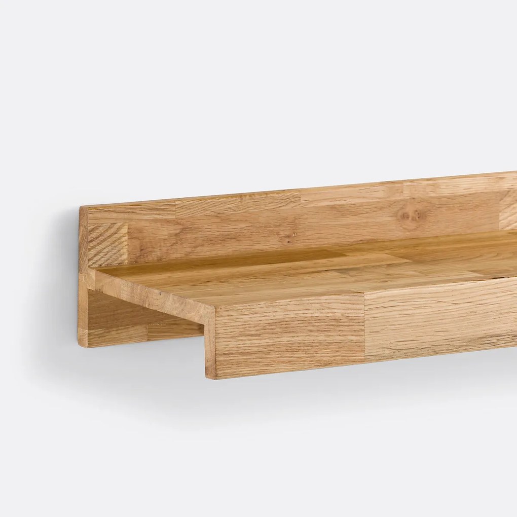 Wandplank, massief eiken, lengte 80 cm, Hiba