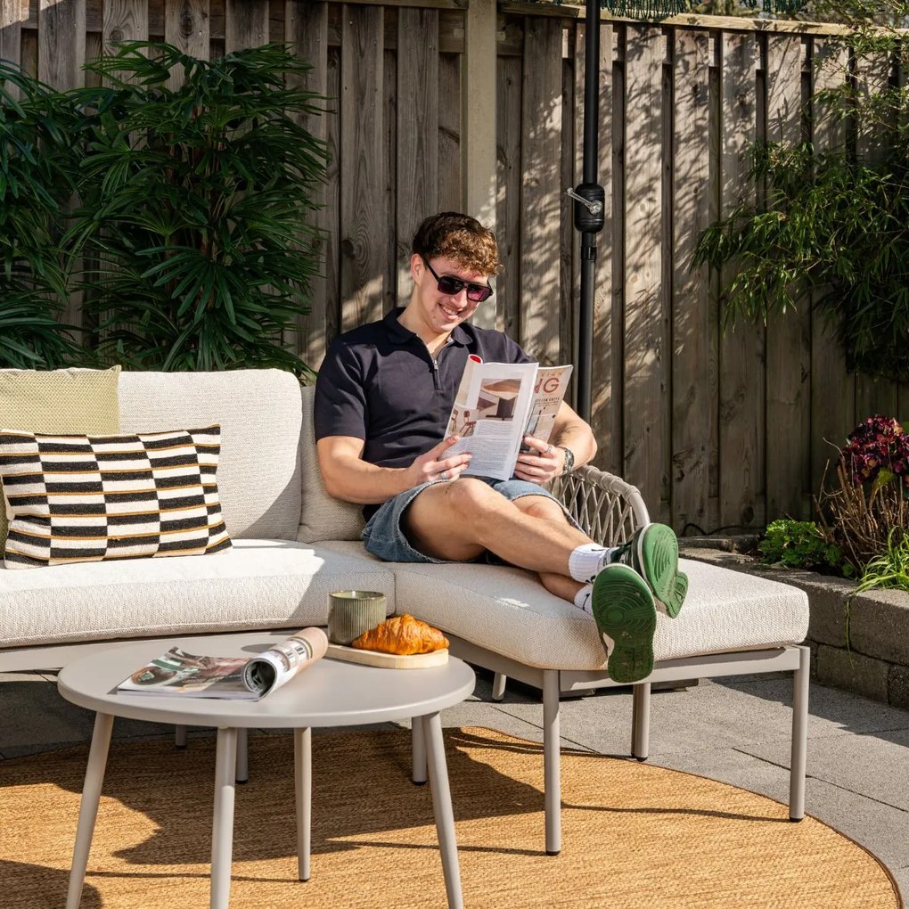 Novi Bente loungeset 3-delig chaise longue - zand