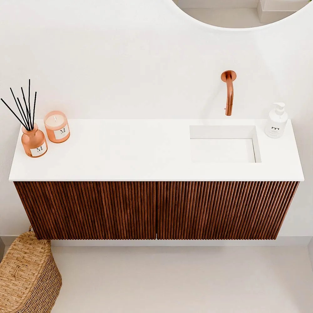 Mondiaz Joya 90cm toiletmeubel ruby met wastafel faye rechts zonder kraangat talc