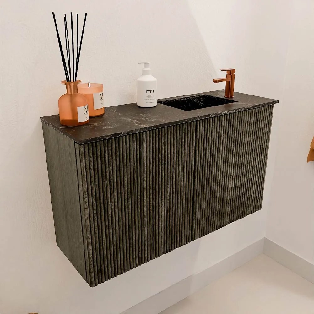 Mondiaz Joya DLux 70cm toiletmeubel shadow met wastafel faye rechts 1 kraangat lava