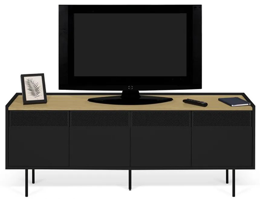TemaHome Radio Zwart Tv-meubel Met Eiken Blad - 160x43x60cm.