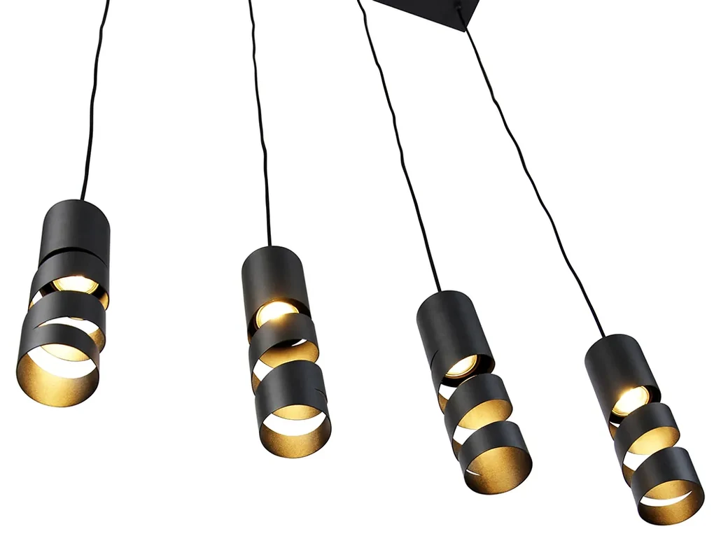 Eettafel / Eetkamer Moderne hanglamp zwart 4-lichts - Stream Modern GU10 Binnenverlichting Lamp